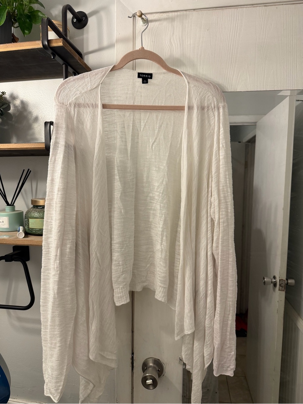 torrid Ivory Lightweight Draped Open-Front Cardigan